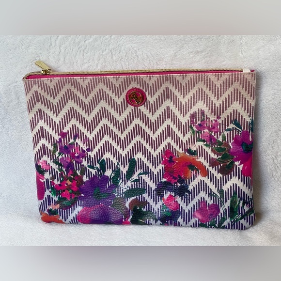 Adrienne Vittadini Handbags - Adrienne Vittadini zip purse pouch bag tote floral gold